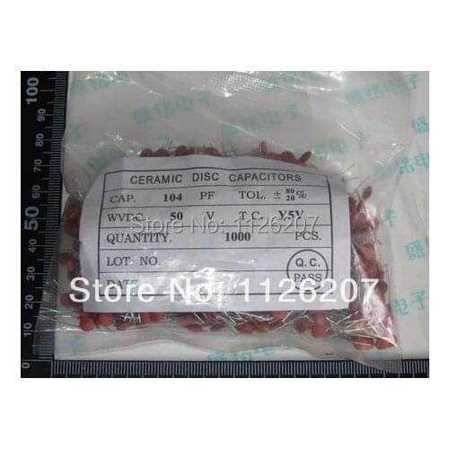 1000PCS 104pF 50V 100nF 0.1uF Ceramic Disc Capacitors