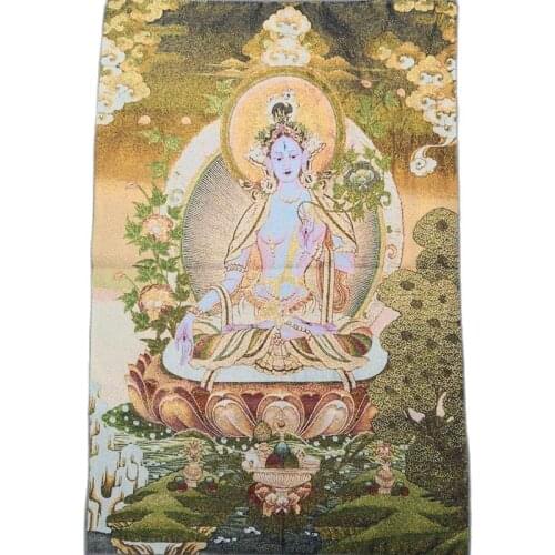 China Old Tibet Silk Thangka Like Hanging Painting Fengshui White Tara Buddha Portrait