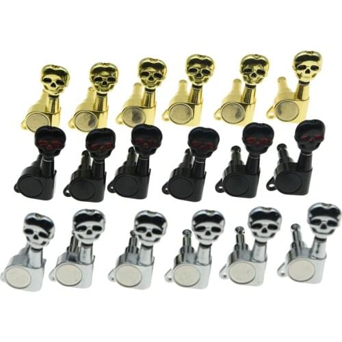 6 Inline 6L Left Handed Sealed Skull Button Guitar Tuners Tuning Keys Pegs Machine Heads for Strat Tele Guitars 3 Colors