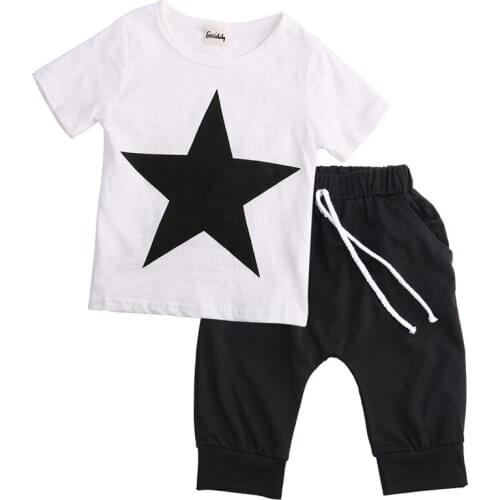 2 Pieces Toddler Kids Boy Star T-shirt Tops and Harem Pants Outfits Set Clothes Casual New 2019