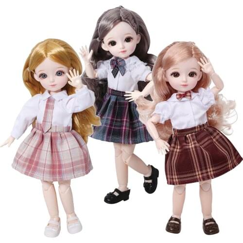 Doll Full Set 1/6 12 Inch Ball Joint Dolls with Eye Makeup Skirt