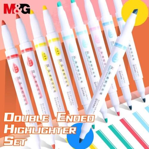 M&G 5 Colors/set Double Tips Pastel/Retro/Nordic Color Highlighter Pen Dual tips Soft Color for school marker Stationery