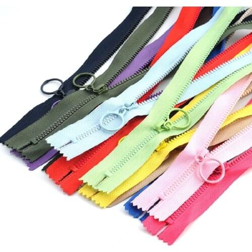 14 colors Mix 3# resin zipper 25cm zippers round ring zipper slider for DIY Sewing Bag garment accessories Garment Accessories