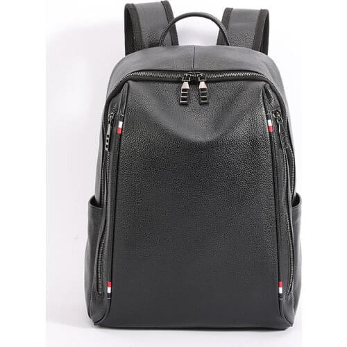 100% Cow Genuine Leather Men Backpacks Fashion Real Natural Leather Student Backpack Boy Luxury Brand large Computer Laptop Bag