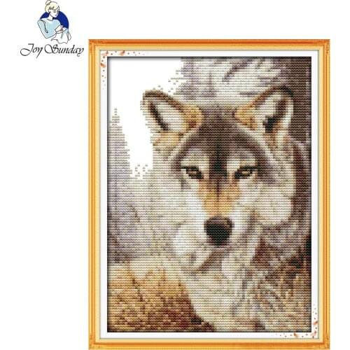 Joy Sunday Wolf Spirit Counted Printed 11CT 14CT Cross Stitch Sets For Embroidery Knitting Needles Patchwork Craft Cross-stitch