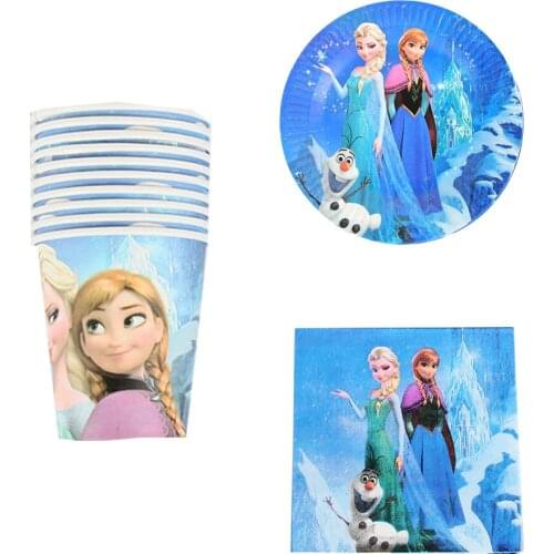 Disney Frozen theme partyTableware Set Total 40pcs paper Cup plate kids Girls Favor Birthday Party Decorations Supplies Favor