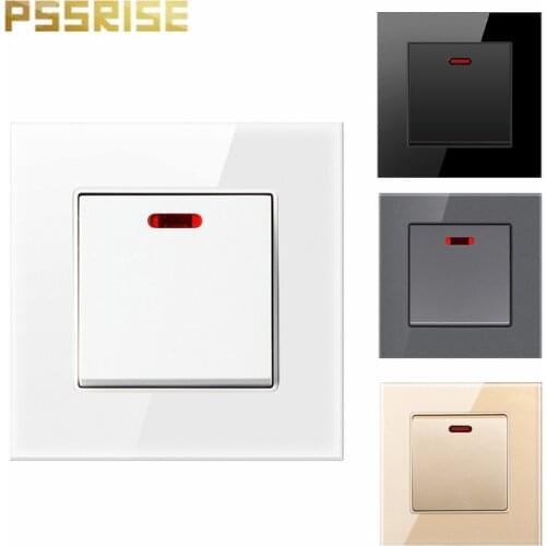 G11 20A Wall Switch Push-button Switch Light Switch Luxury Crystal Tempered Glass Panel Air Condition Water Heater Switch
