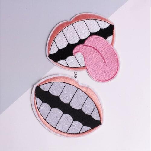 DZ New cartoon big mouth embroidered cloth patch paste childrens clothing accessories bag denim mending hole glue