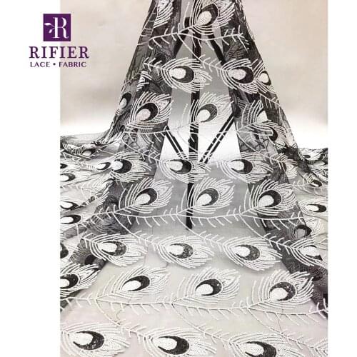 New Sequined Embroidered Mesh Lace Fabrics Fashion Style 2019 Guinea Sequins Tulle Net Material For Nigerian Wedding Dress Laces
