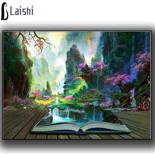 New Arrivals 5D DIY Full Round Square Diamond Painting Abstract fantasy book Landscape Cross Stitch Rhinestone Mosaic Home Decor