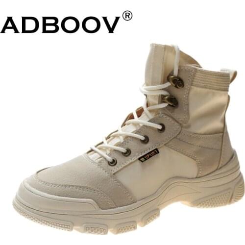 AFBOOV New Fashion Martins Boots Women Thick Sole Casual Shoes Ladies Combat Desert Boots Female