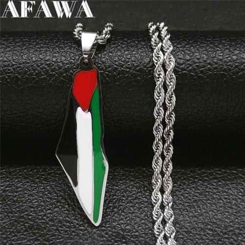 Stainless Steel Country Map Israel Palestine Necklace Jewish Judaica Jerusalem Holy Land Geography Keepsake Jewelry N9530S02
