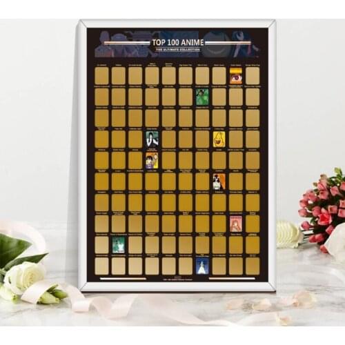 Anime Bucket List Gold Foil Anime Poster Gift for Anime Fans Must See Anime Challenge Top 100 Anime Scratch off Poster 85AC