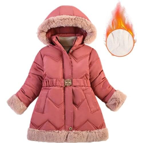 LZH Teenager Cotton Down Jacket For Girls Long Outerwear Coat Kids Fur Hooded Parkas Girls Jacket Thick Clothes 7 8 9 10 years