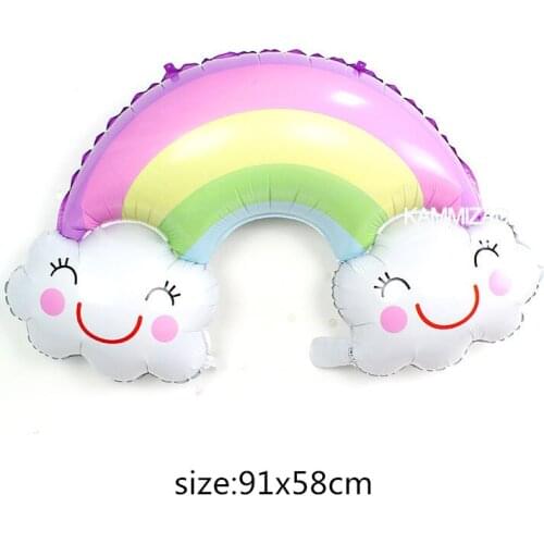 Rainbow Foil Balloons With Double Smile Face Clouds Ballon 1pc Helium Globos Birthday Party Home Decoration Marriage Supplies