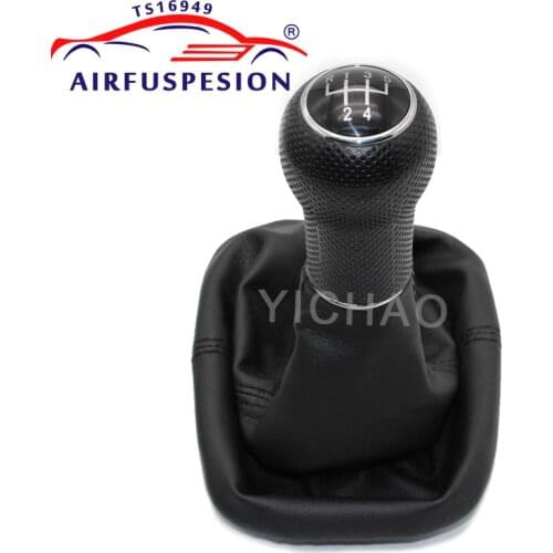 5 Speed Gear Shift Knob with Giator Leather Boot For Seat Leon Toledo BORA 1J0711113 1999-2006 12mm Hole Gear Lever Gaiter Boot