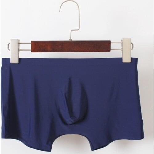 Sexy Underwear Men Boxer Shorts Solid Ice Silk Semi-transparent Seamless Low Waist Underpants Cuecas masculinas Plus Size M-XXL