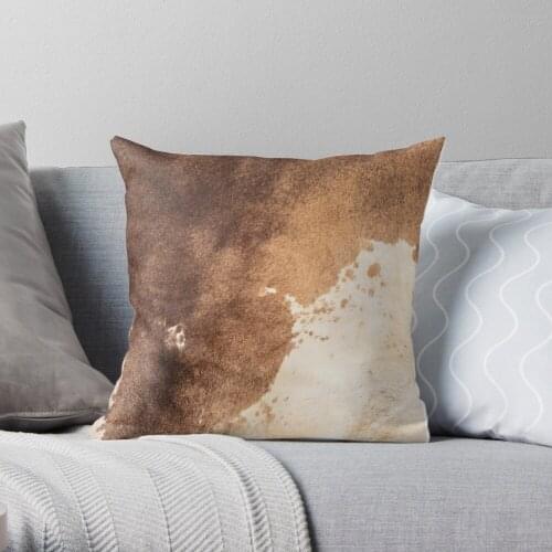 Old Tan Cowhide Leather Throw Pillow Cushion Cover Polyester throw pillows case on sofa home living room car seat decor 45x45cm