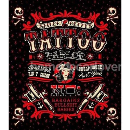 TATTOO Pirate Shower Curtain Polyester 12 Hooks 71"x74" Waterproof Grommets
