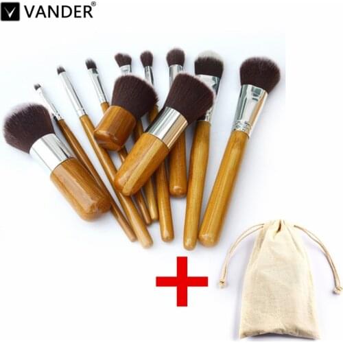 Vander Pro 11Pcs Makeup Brushes Cosmetics Tools Bamboo Handle Eyeshadow Cosmetic Makeup Brush Set Blush Kit pincel maquiagem