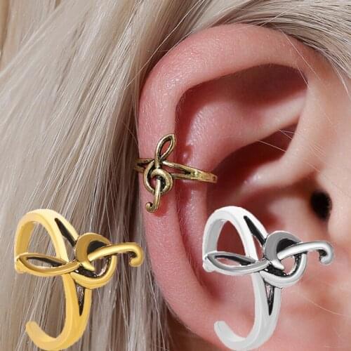 Vintage Simple Note Ear Clip Personality Music Symbol Fake Piercing Clip Earrings Fashion Party Accessories Wholesale Jewelry