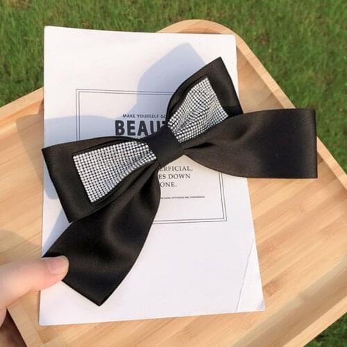 Super flash large black bow hairpin net red 2021 new hairpin female summer back of head hair accessories