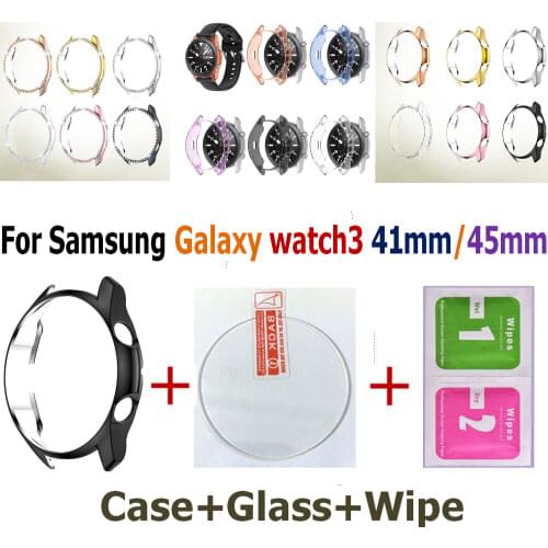 3D Tempered film Screen Protector For Samsung Galaxy watch3 Case 41mm/45mm Frame for Samsung Galaxy watch 3 Protective Cover
