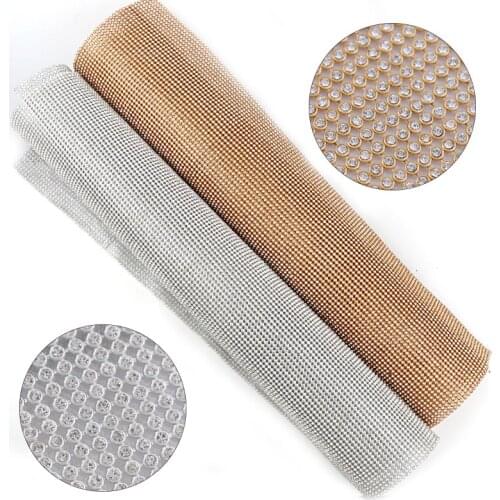 1 Pc 3mm Glass Rhinestone+Gold/Silver Aluminum Rhinestone Mesh Trim ABS Plastic HotFix For DIY Wedding Dress Jewelry