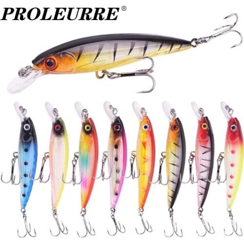 1Pcs Slow Sinking Minnow Wobblers Fishing Lures 9cm 7.5g 3D Eyes Aritificial Hard Bait Crankbait Treble Hooks Fishing Tackle