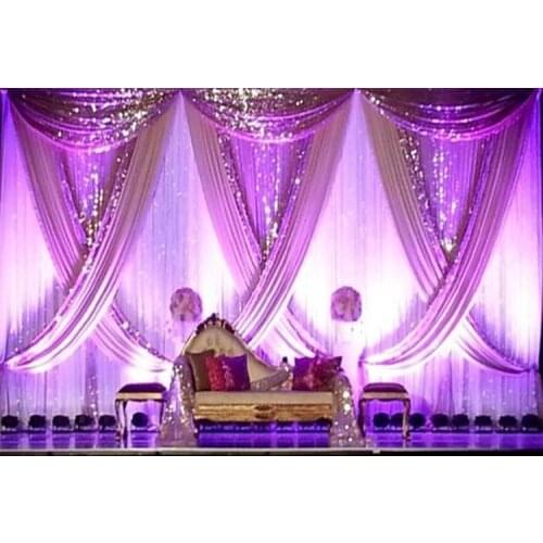 10ft x 20ft White Wedding Backdrop with Shiny Gold Swag Wedding drape and curtain wedding decoration