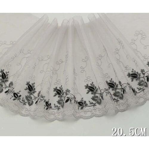 2Yards Floral Embroidered Lace Trim Smoke Grey Light Purple Flower Mesh Fabric Lingerie Bra Dress Decor Handmade DIY Materials