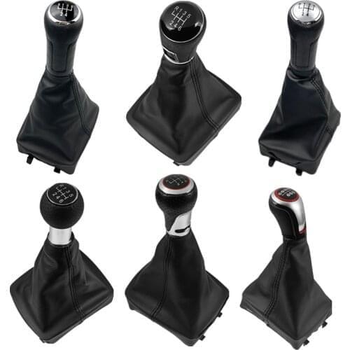 5/6 Speed Chrome Styling Car Gear Shift Knob Shifter Stick Gaiter Boot Cover Collar For Volkswagen VW Polo 9N 9N2 GTI 2002-2009