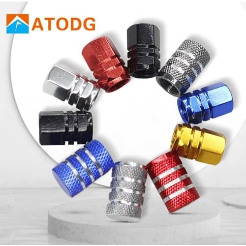 4pcs Aluminum Striped CarTire Valve Stem Caps Bicycle Motorcycle Wheel Tyre Tire Aluminum Alloy Valve Caps Auto Parts Accessori