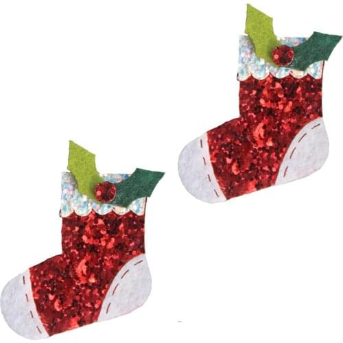 5pcs Glitter Socks For Christmas Party Hairpin Applique Decor Accessories Deer Head For Baby Girl DIY