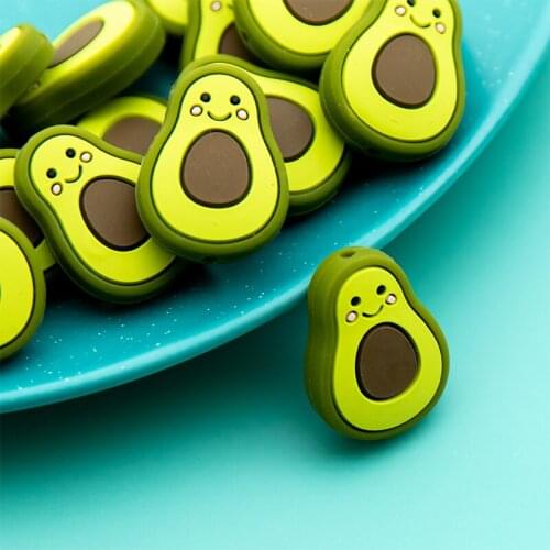 5pc Silicone Beads Avocado Baby Teether DIY Teething Necklace Bracelet Food Grade Silicone Rodent For Pacifier Chain Accessories