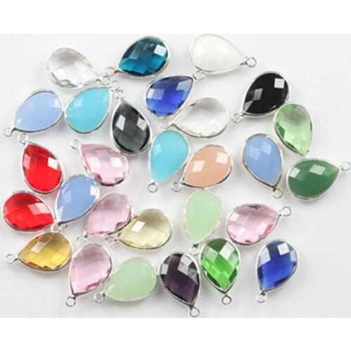 50pcs Charms Best quality 13x18mm water drop crystal murano glass bead twinkling connector DIY material bead for jewelry making