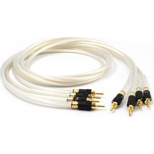 5N OCC Silver Plated HiFi Speaker Cable Bannana Plug for Amplifier CD DVD Player