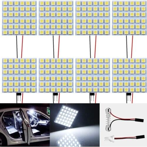 8-Pack 12V DC 36 SMD LED Light Car Camper RV Interior Lighting Panel Dome Lamp Map Roof Ceiling Bulb with 8 X T10 Adapter White