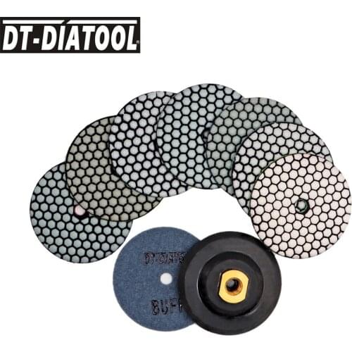 9pieces/pk Diamond Resin Bond Sanding Disc For Granite Marble Stones Dry Flexible Polishing Pads Dia 4"/100mm Polishing Wheel