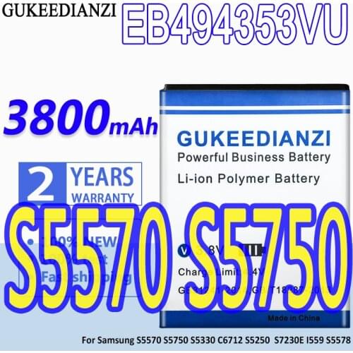 3700mAh GUKEEDIANZI EB494353VU Battery For Samsung Galaxy mini GT S5570 S5250 S5330 S5750 S7230 T499 GT-i5510 + with Track Code