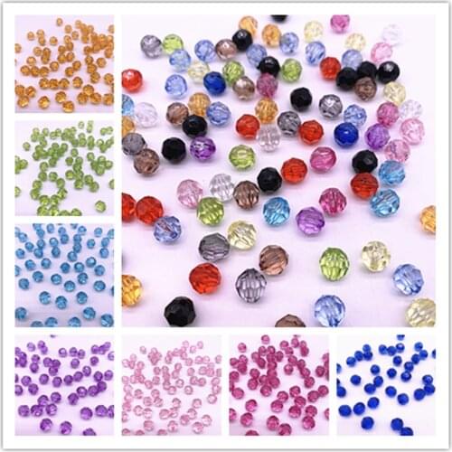 6mm 8mm 10mm Faceted Acrylic Beads Fashion Transparent Beads Ball for Making Jewelry DIY Clothing Accessories