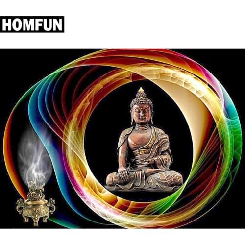 HOMFUN Full Square/Round Drill 5D DIY Diamond Painting "Religious Buddha" Embroidery Cross Stitch 5D Home Decor Gift