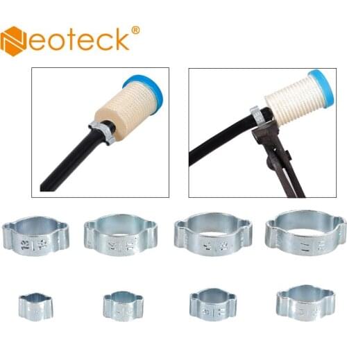 Neoteck 100 Pcs Binaural Clamp 5-20mm Worm Drive Fuel Hose Clamp Hose Fuel Clamp Kit For Marine And Factory Construction