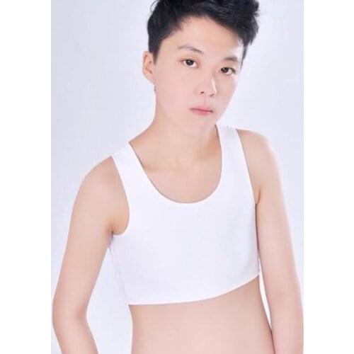 KLV Breathable Buckle Short Chest Breast Binder Tran Vest Casual Shapers Tops Black and White Short Corset Tee Tops