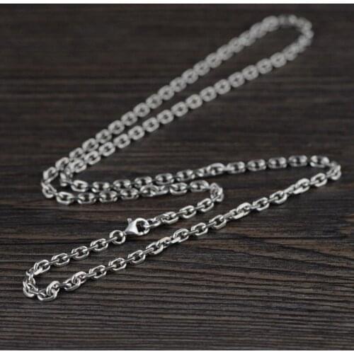 S925 sterling silver men and women Joker Europe and America Japan and South Korea retro simple O-type clavicle chain long sweat