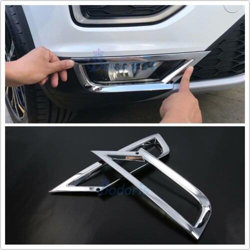 For Volkswagen For VW T-Roc TROC 2018-2020 Chrome Front Fog Light Lamp Cover Trim Foglight Bumper Garnish Molding Ring