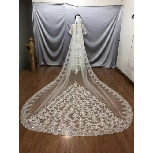 Cathedral Wedding with Sparkly Embroidery-Bridal Veil, Veil,Crystal Veil,Chapel Wedding Veil-Long Embroidered Wedding veil