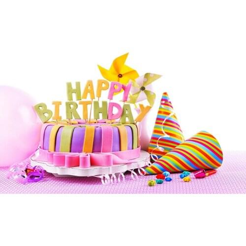 Happy birthday Flags 3x5ft fabric decorate flag with cake pink custom gift