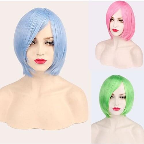 Multi Color Adult Synthetic Hair Red Pink Blue Black Green Yellow Pink Brown BOBO DailyWear for Women Girl Lolita Cosplay Cute