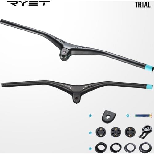 RYET Integrated MTB Handlebar T1000 Carbon Rise 740mm -5 Degrees UD Matte Bicycle XC One-Piece Flat Bar Stem MTB handlebar
